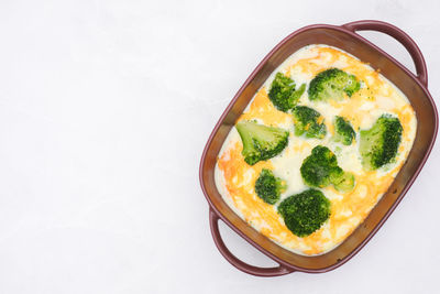 High angle view of food on white background