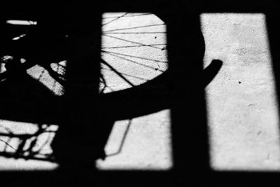 Close-up of shadow on tiled floor