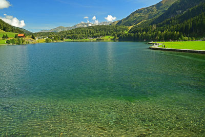 Scenic view of lake against sky