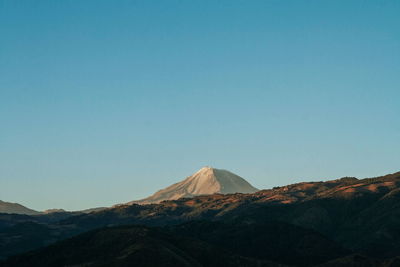 View of mountain range against clear sky