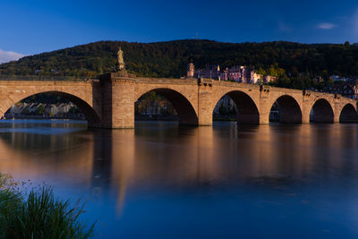 Arch bridge and castle of heidelberg,river neckar