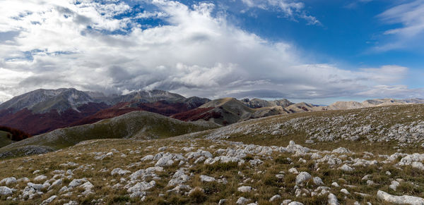 Scenic view of mountains against sky