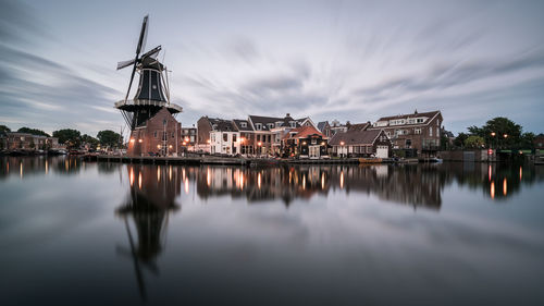 Panoramic view of traditional windmill against sky