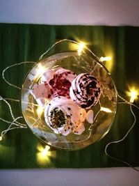 Directly above shot of ice cream in bowl on table