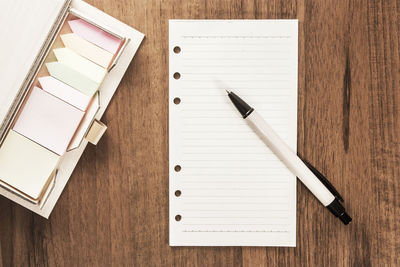 High angle view of pen on table