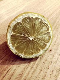 High angle view of lemon on table