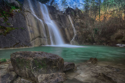 Scenic view of waterfall