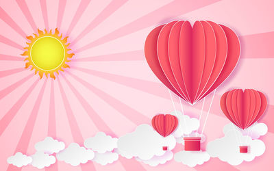 Low angle view of balloons on paper