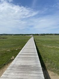 View of empty road on field against sky