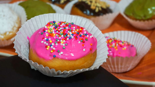 Close-up of cupcakes on table