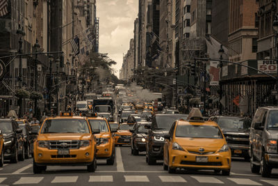 Traffic on road in city