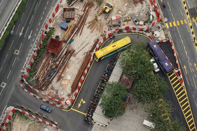 High angle view of traffic on road