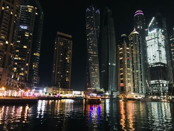 Illuminated city at night