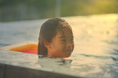 Close-up of girl in water