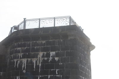 Low angle view of old building against clear sky