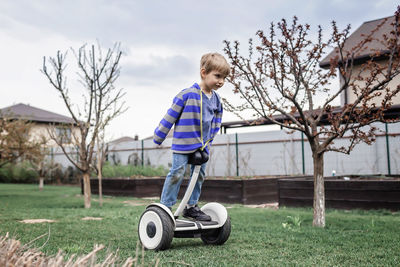 Boy playing on field