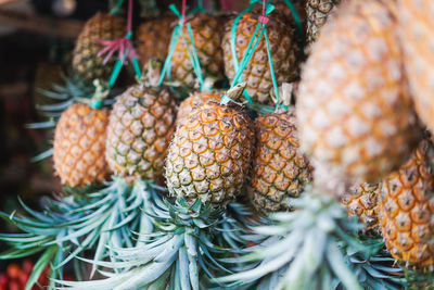 Full frame shot of pineapples for sale in market