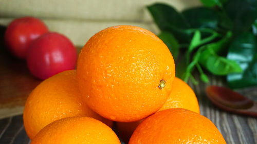 Close-up of orange fruits on table