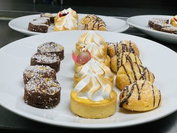 Close-up of dessert in plate on table