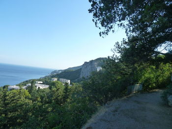 Scenic view of sea against clear sky