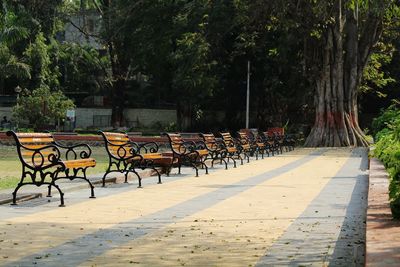 Empty benches in the dark