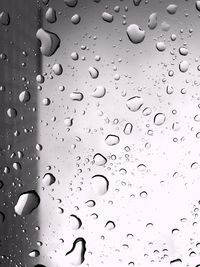 Full frame shot of water drops on window