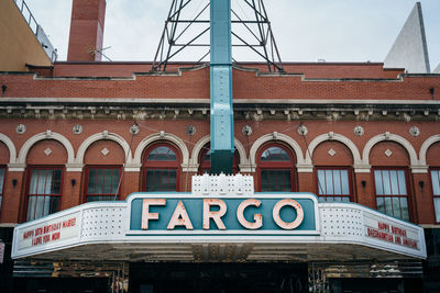 Low angle view of sign on building