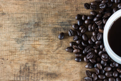 Directly above shot of coffee beans on table