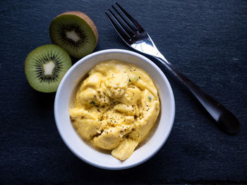 High angle view of breakfast in bowl