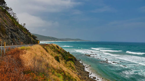 Scenic view of beach against sky