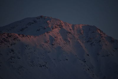 Low angle view of mountains against clear sky