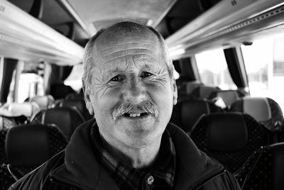Portrait of man in bus