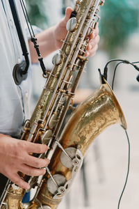 Cropped image of man playing drum