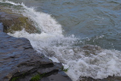 High angle view of sea waves