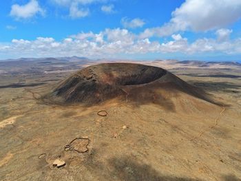 Scenic view of volcano crater aeriel view