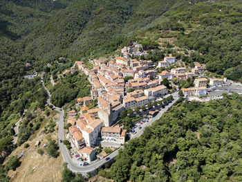 High angle view of buildings in city