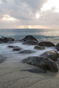 Scenic view of sea against sky during sunset