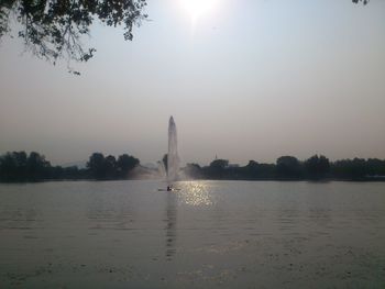 Scenic view of lake against clear sky