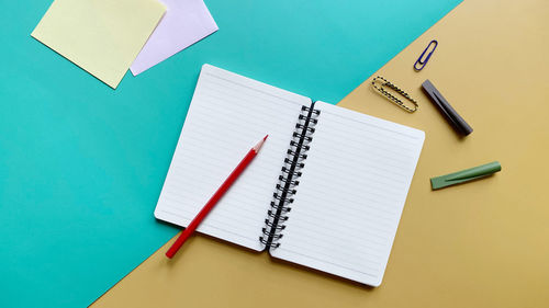 High angle view of pen on table