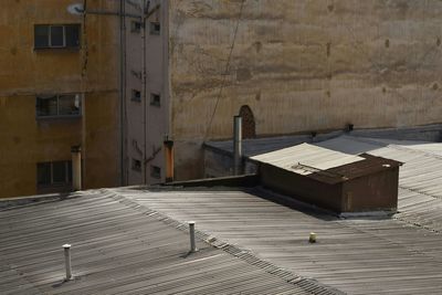 High angle shot of roof built structure against sky