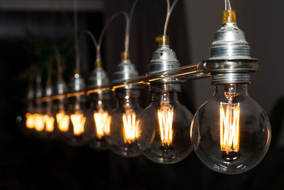 Close-up of illuminated light bulbs