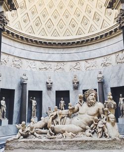 Low angle view of statues on building