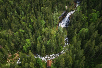 Aerial image of beautiful waterfalls in golling, salzburg, austria