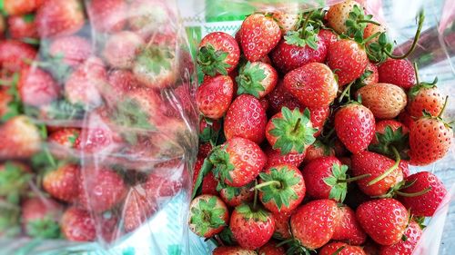 Close-up of strawberries in market
