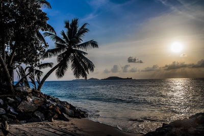 Scenic view of sea during sunset