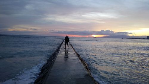 Scenic view of sea against sky during sunset