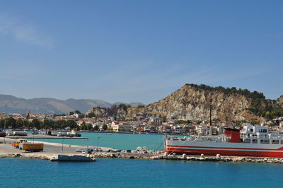 Scenic view of sea against blue sky