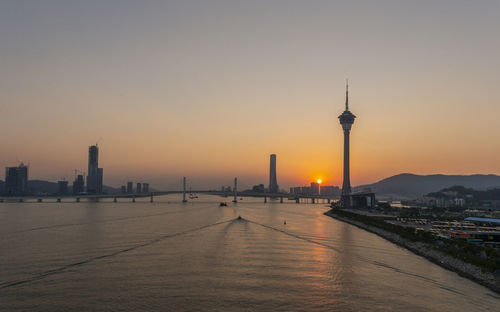 Macau tower at sunset