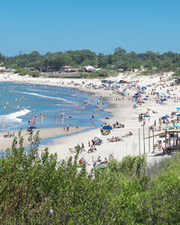 High angle view of people on beach