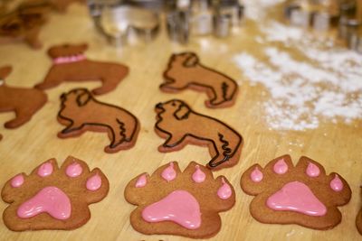 Close-up of cookies on table